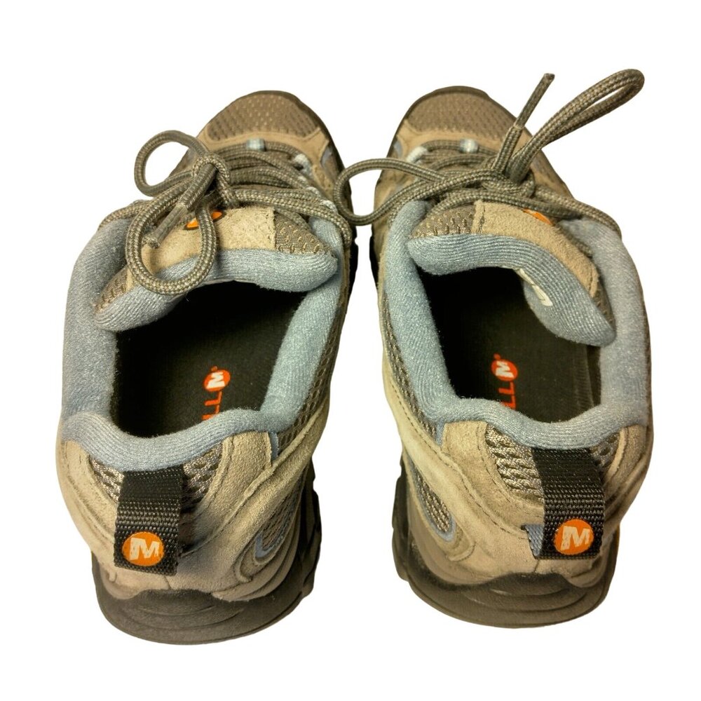 Merrell Moab Shoes Women 7 Gray Blue Mesh Hiking Hike Work Lace Up Vibram - Picture 8 of 16
